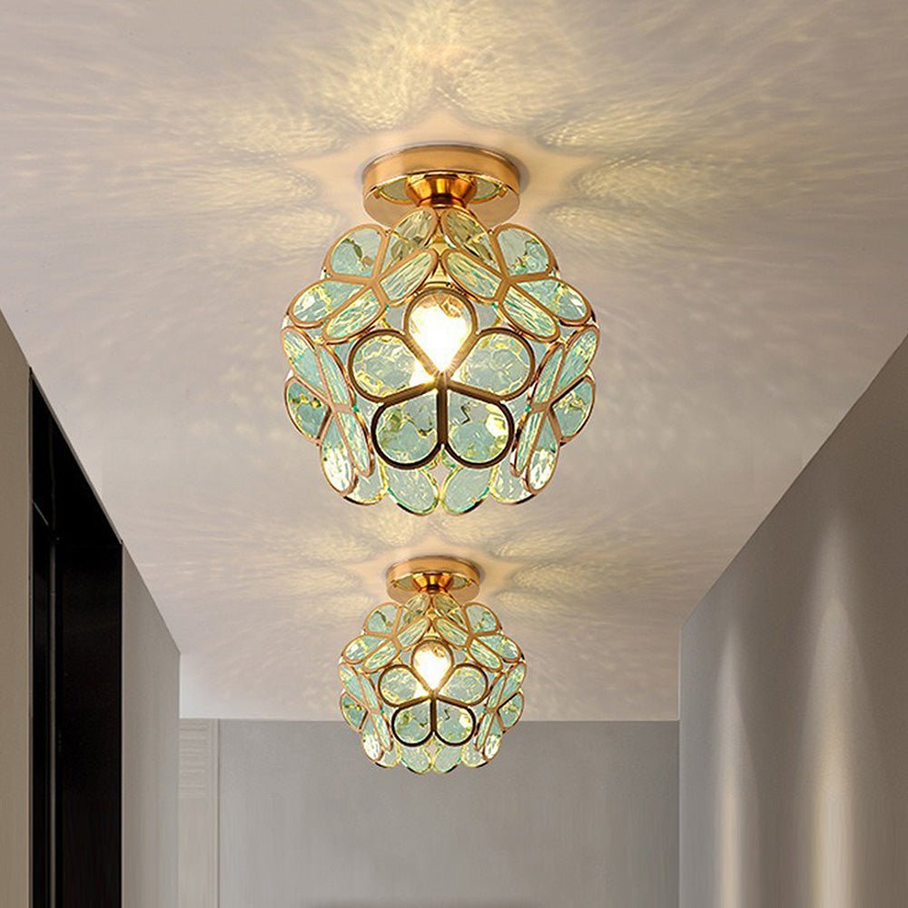 FleurLuxe | Floral Design Glass Ceiling Light for Hallway