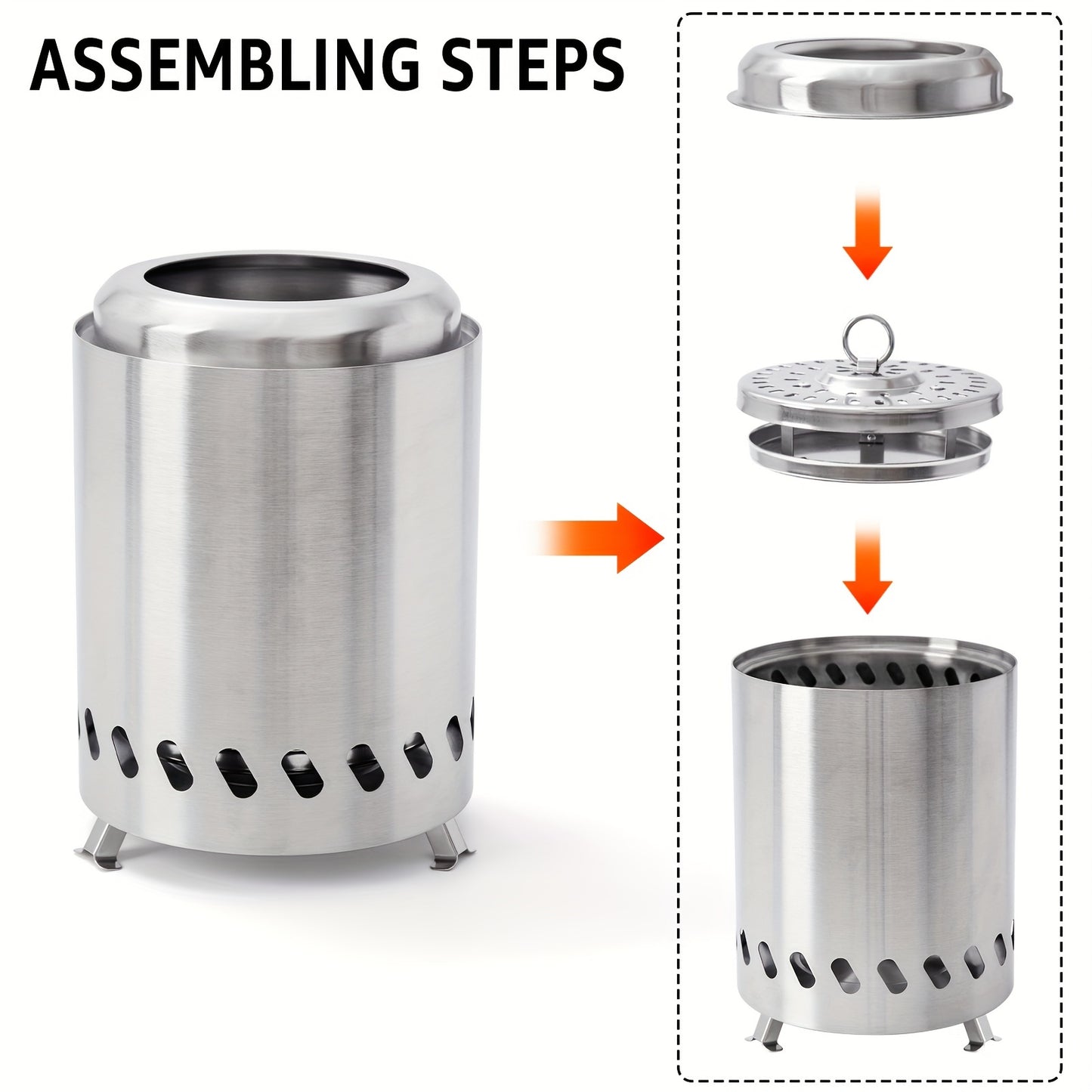 SteelGlow | Mini Fire Pit – Polished Stainless Steel Round Design