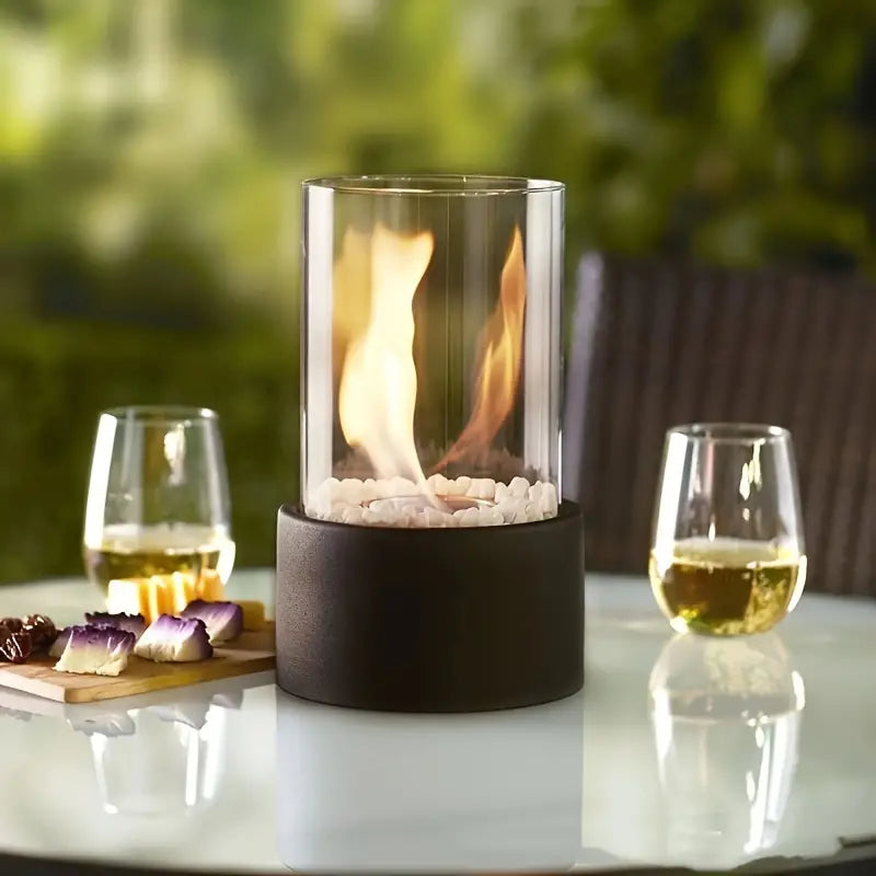 GlowEdge | Portable Glass Fireplace for Modern Indoor & Outdoor Ambience