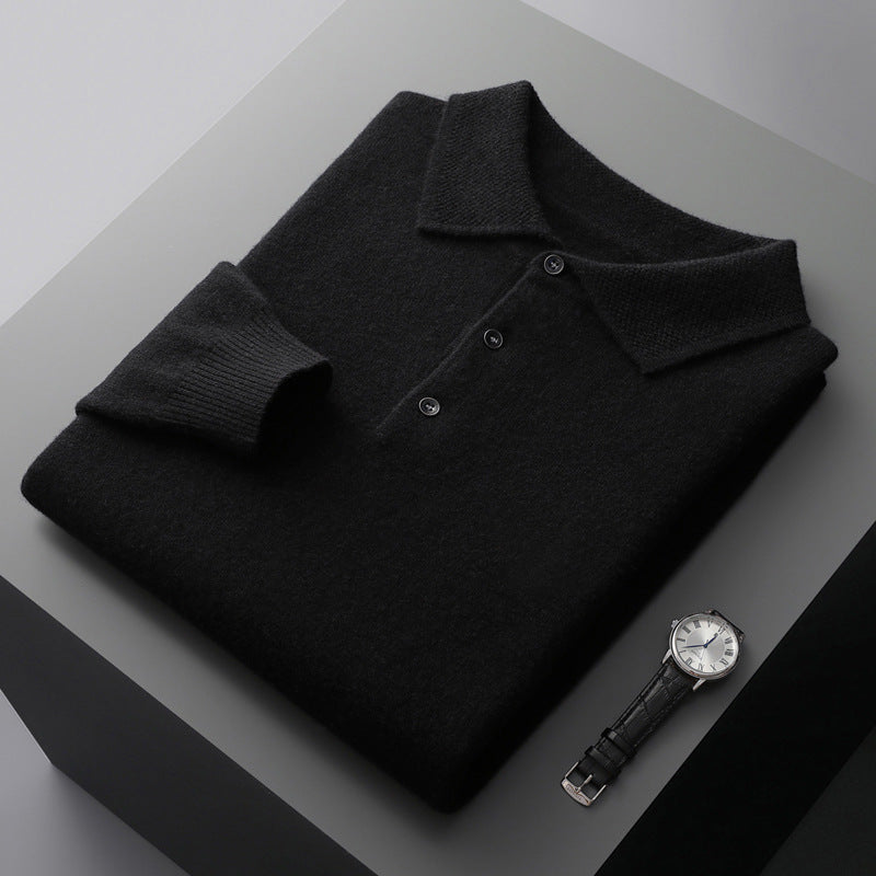 Leandro | Soft Cashmere Long Sleeve Polo Shirt | Men
