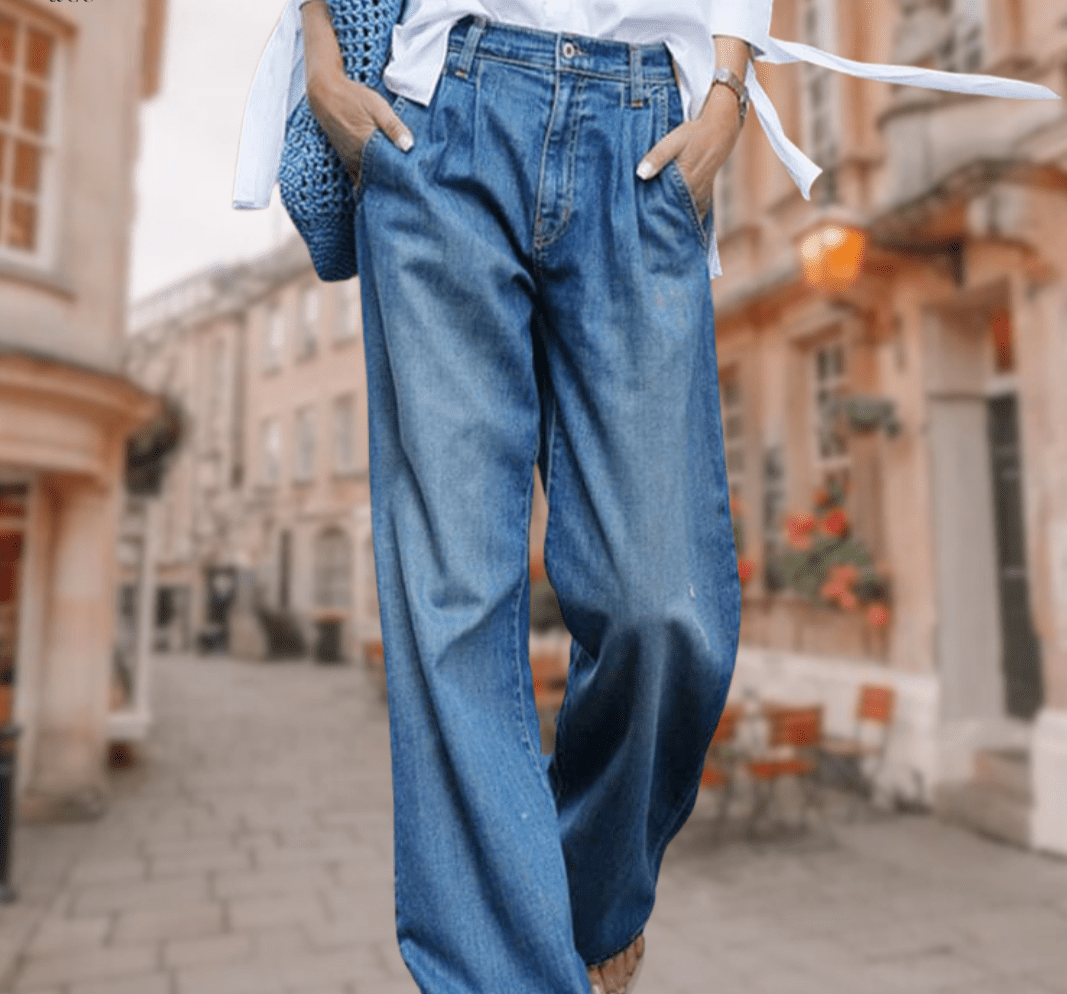 Lila Vintage Women's Wide Leg Baggy Jeans - Comfortable Relaxed Fit Denim-2