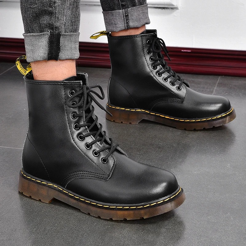 Stylish Men's Lace-Up Vegan Leather Shoes With Warm Inner Lining for Winter-2