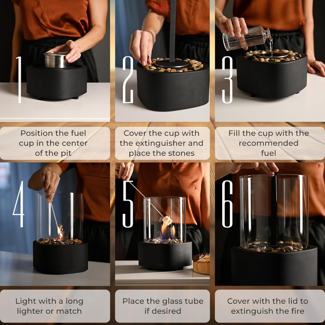 GlowEdge | Portable Glass Fireplace for Modern Indoor & Outdoor Ambience
