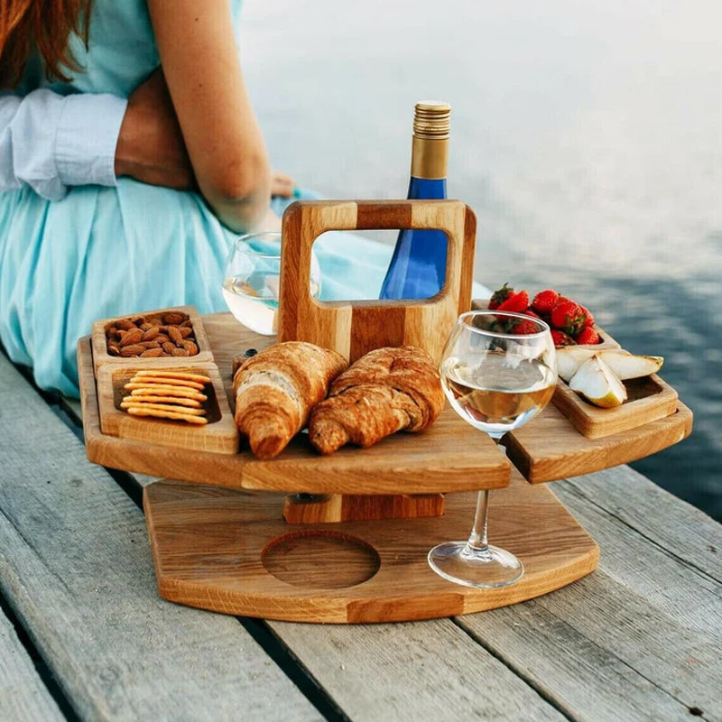 WineNest | Portable Wooden Picnic Wine Table