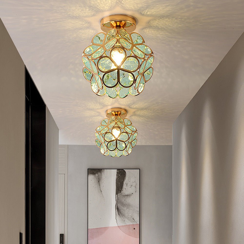 FleurLuxe | Floral Design Glass Ceiling Light for Hallway