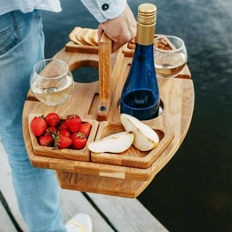 WineNest | Portable Wooden Picnic Wine Table