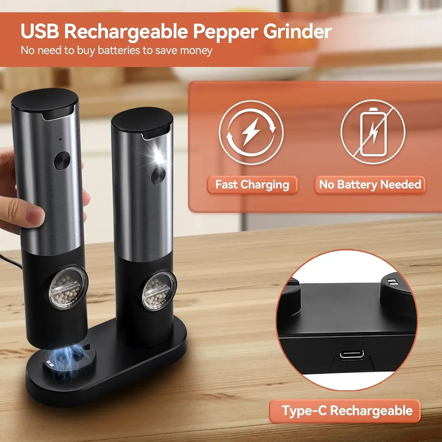 SpiceOne | Electric Mill with Rechargeable Battery & LED Light