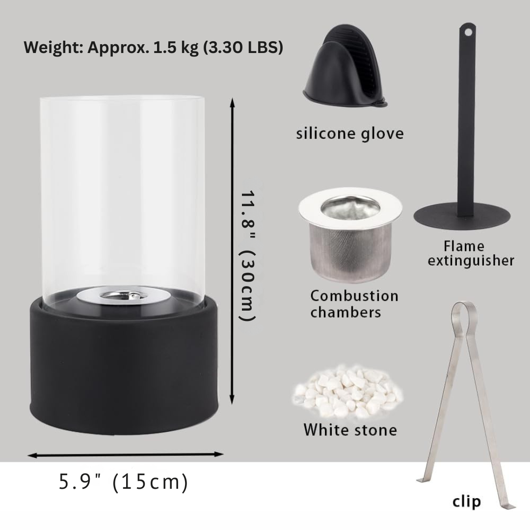 GlowEdge | Portable Glass Fireplace for Modern Indoor & Outdoor Ambience