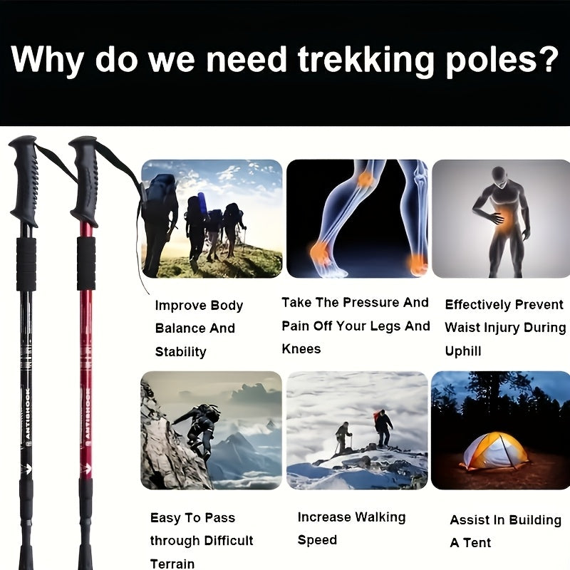 PeakStride | Ergonomic Telescopic Hiking Poles – 2 Pieces in Various Colours
