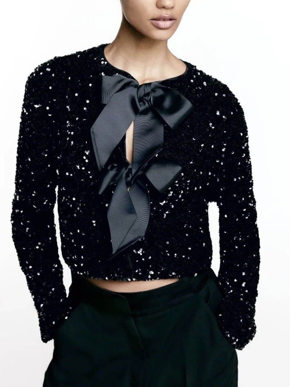 Ariana | Sparkling Tie-Front Party Jacket | Women Fashion