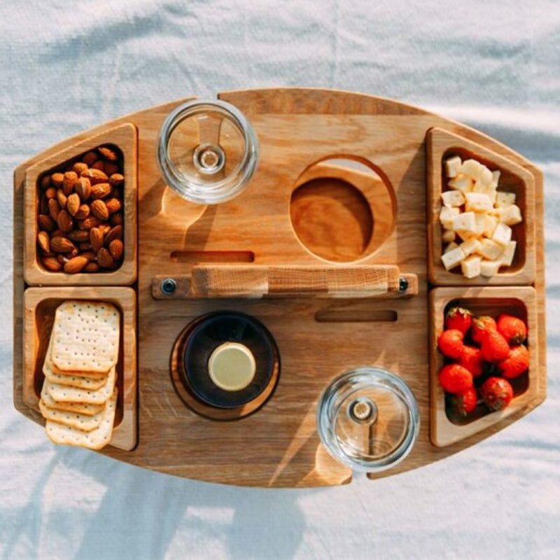 WineNest | Portable Wooden Picnic Wine Table