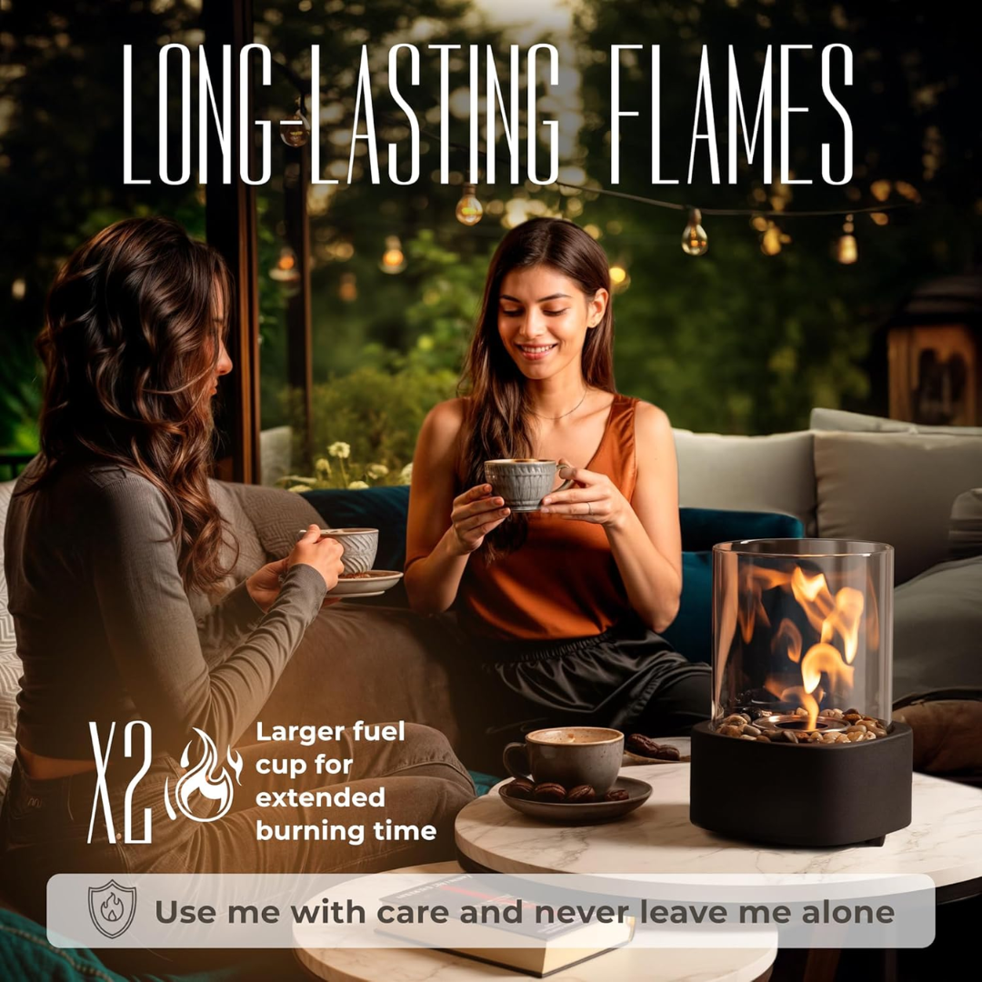 GlowEdge | Portable Glass Fireplace for Modern Indoor & Outdoor Ambience