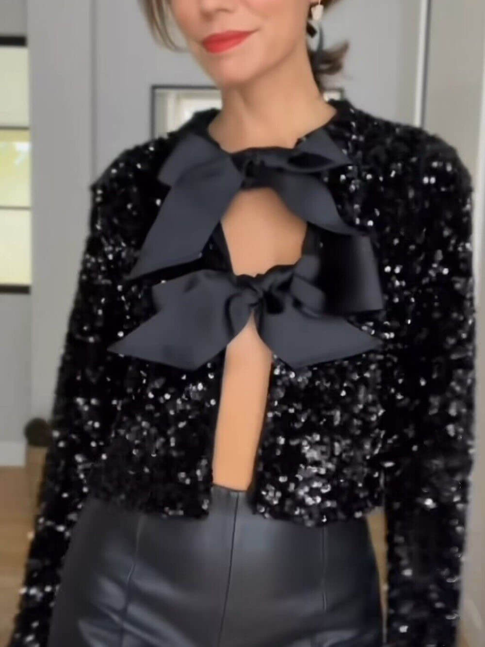 Ariana | Sparkling Tie-Front Party Jacket | Women Fashion