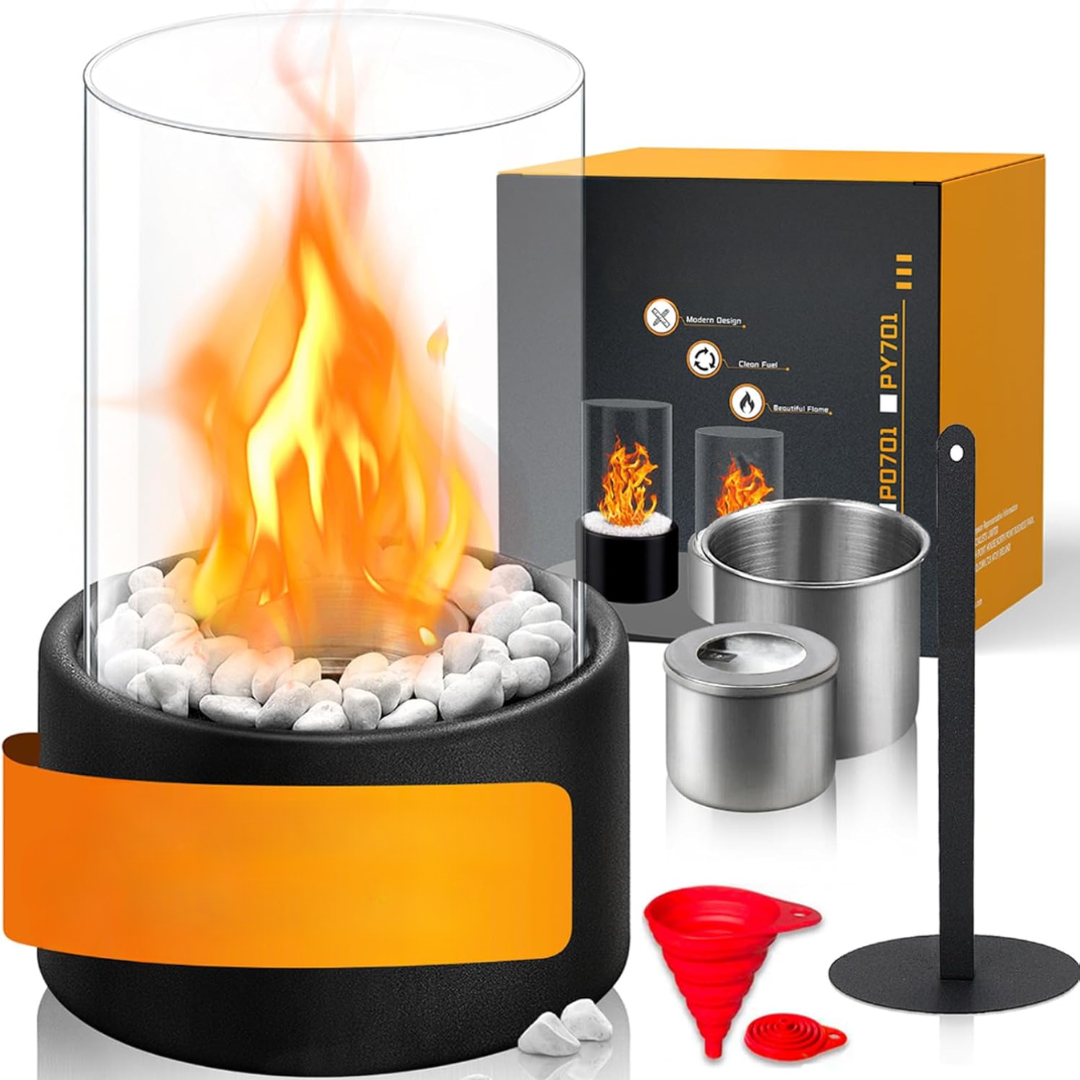 GlowEdge | Portable Glass Fireplace for Modern Indoor & Outdoor Ambience