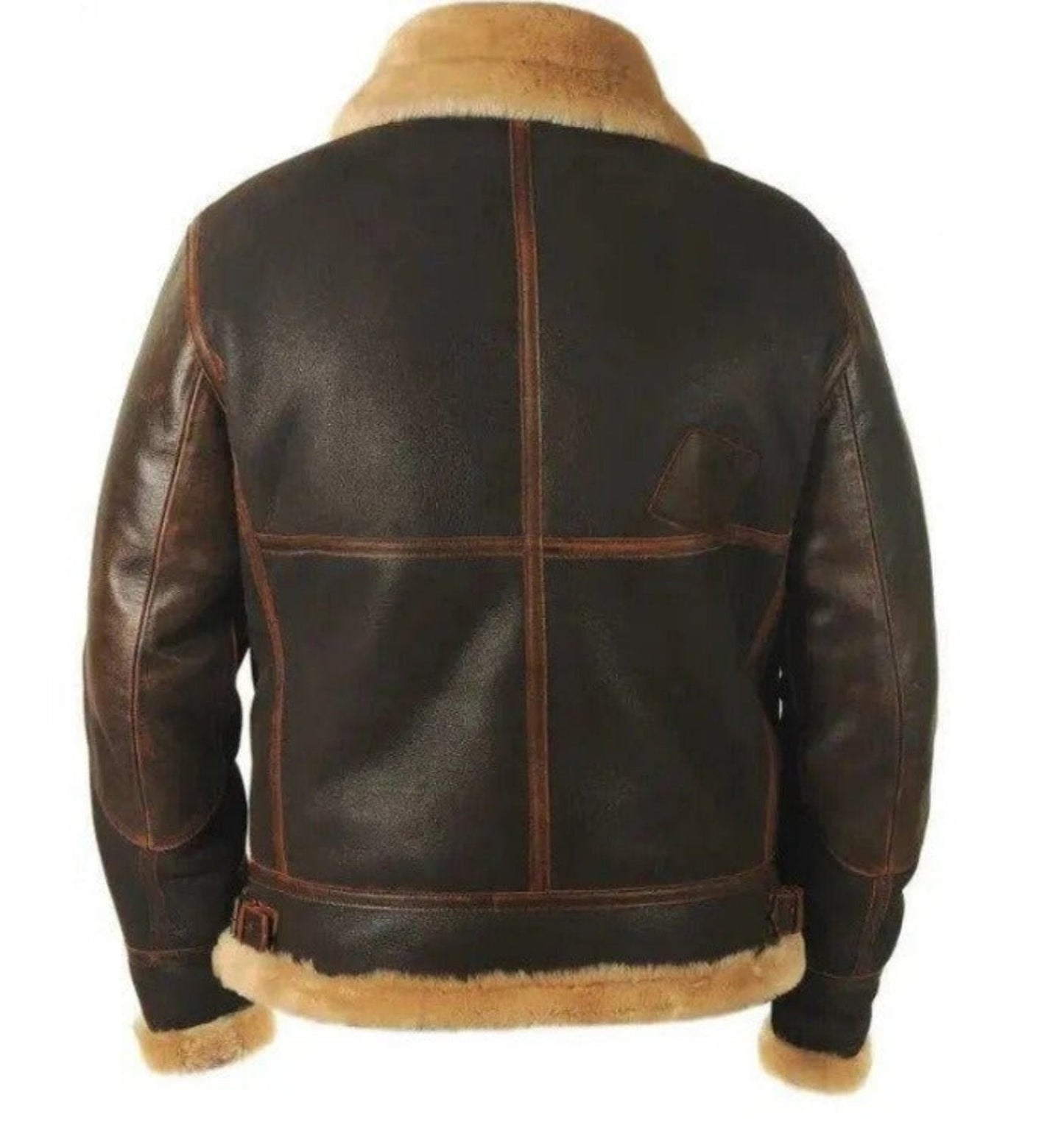 Stylish Men's Vegan Leather Pilot Jacket with Faux Fur Lining for Winter-3