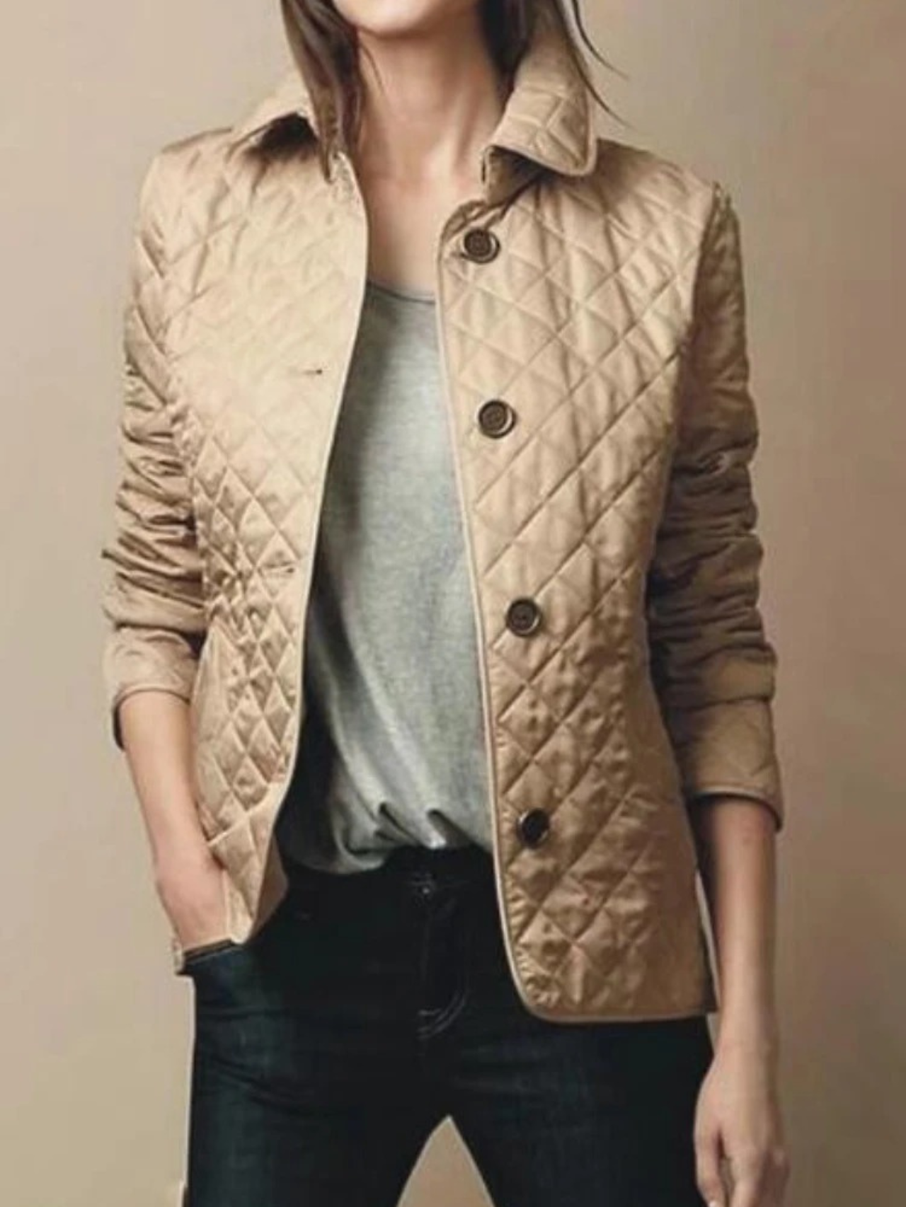 Cozy Women's Quilted Jacket with Elegant Turned-Down Collar - Winter Essential-4