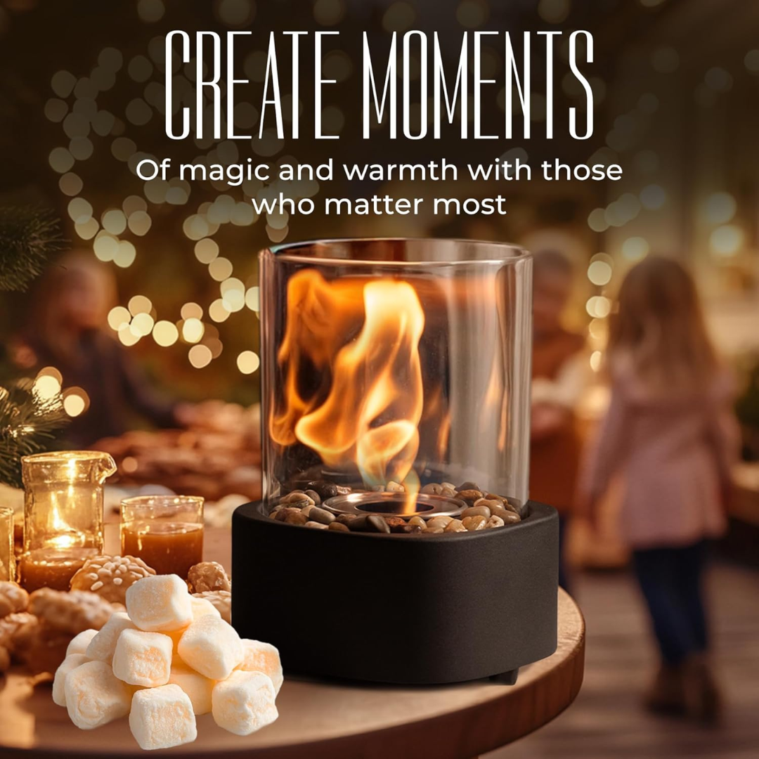 GlowEdge | Portable Glass Fireplace for Modern Indoor & Outdoor Ambience