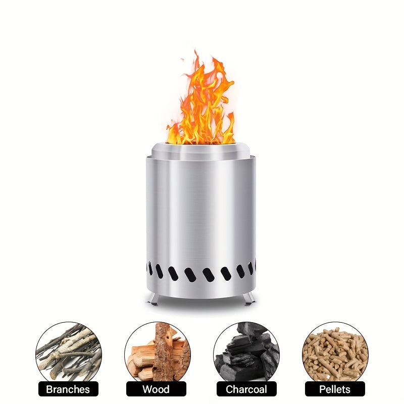 SteelGlow | Mini Fire Pit – Polished Stainless Steel Round Design