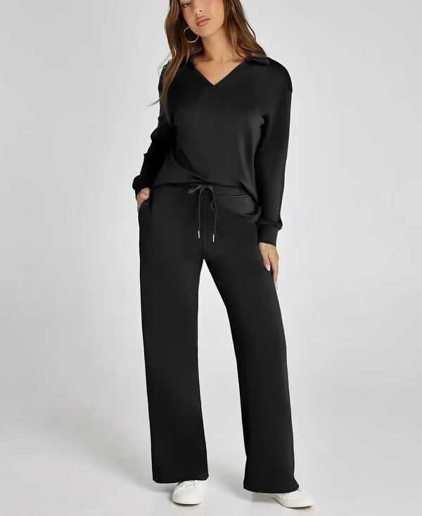 Variant image for Bella Notte | Women's Two Piece Set – Elegant V-Neck Sweatshirt & Trousers-43
