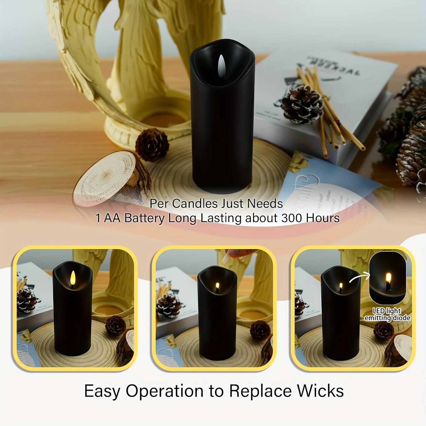 AmberFlame | Battery-Operated Flameless Candles with Timer & Remote