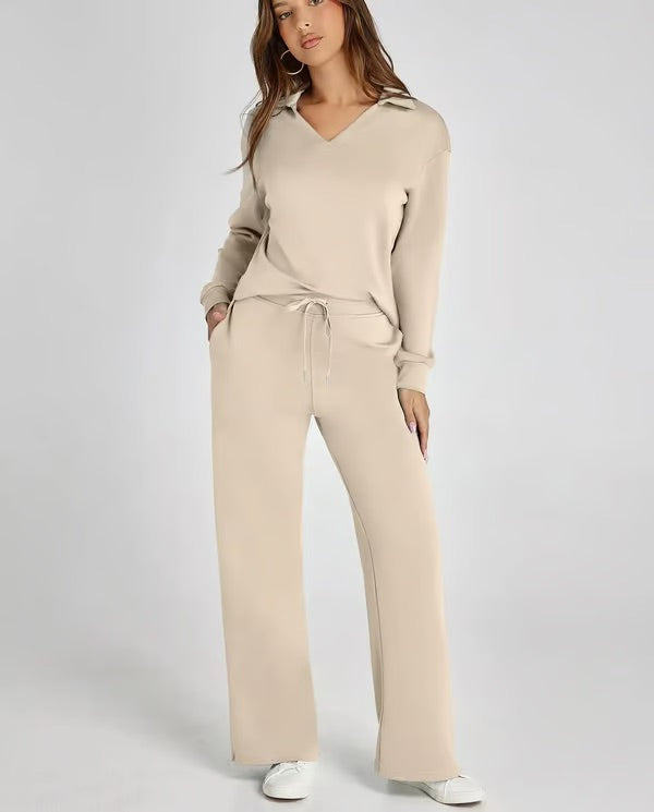 Variant image for Bella Notte | Women's Two Piece Set – Elegant V-Neck Sweatshirt & Trousers-37