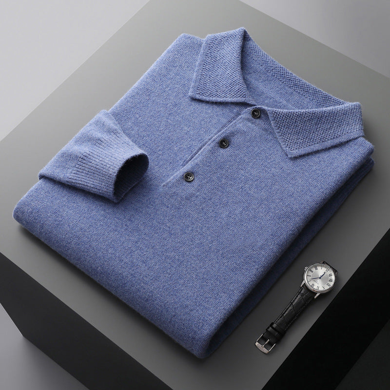 Leandro | Soft Cashmere Long Sleeve Polo Shirt | Men