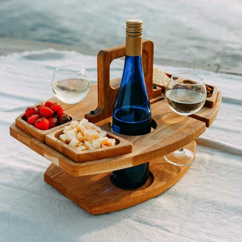 WineNest | Portable Wooden Picnic Wine Table