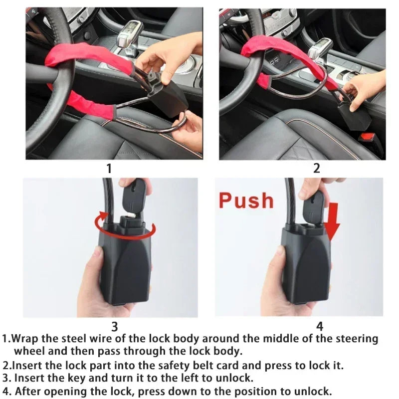 GuardDrive | Universal Steering Wheel Lock with Seatbelt Protection