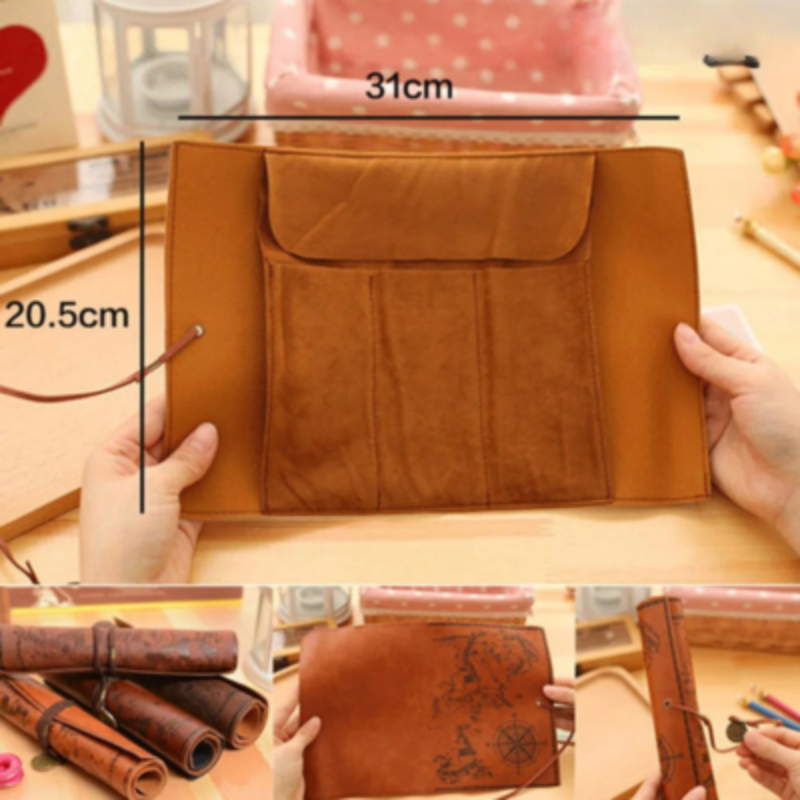 MapRoll | Vintage Leather Pencil Case