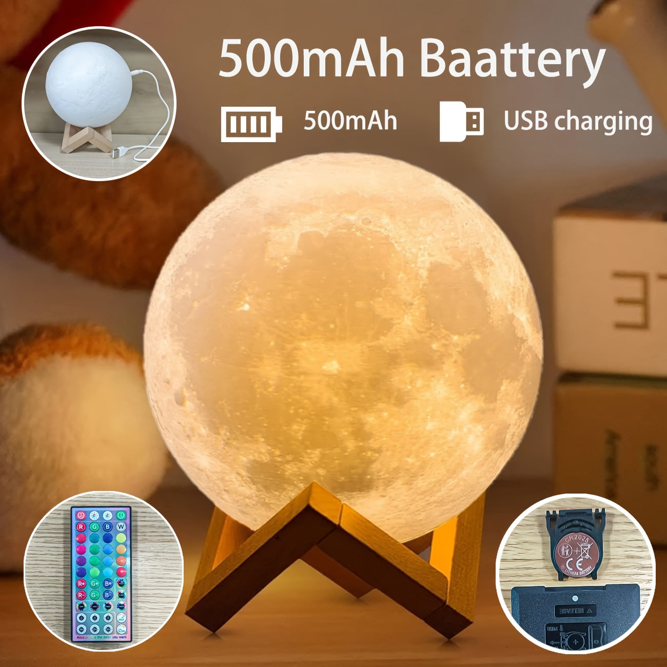 CelestiLight | Moon Night Lamp – Romantic Rechargeable Decor Piece