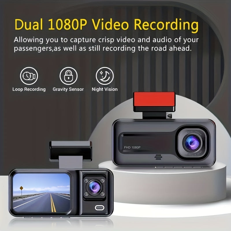 TriCam | 1080P Dash Cam – Front, Cabin & Rear Recording