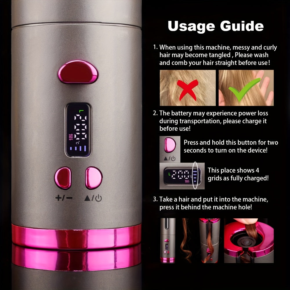 GlamGo | Portable Hair Curler – Rechargeable Wand with Auto-Off Safety Feature
