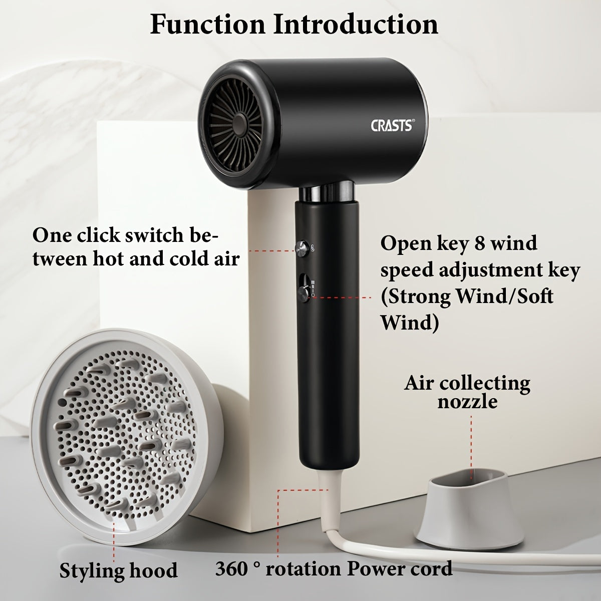 VeloDry | Women’s Ionic Hair Dryer – Anti-Frizz, Diffuser & Precision Styling