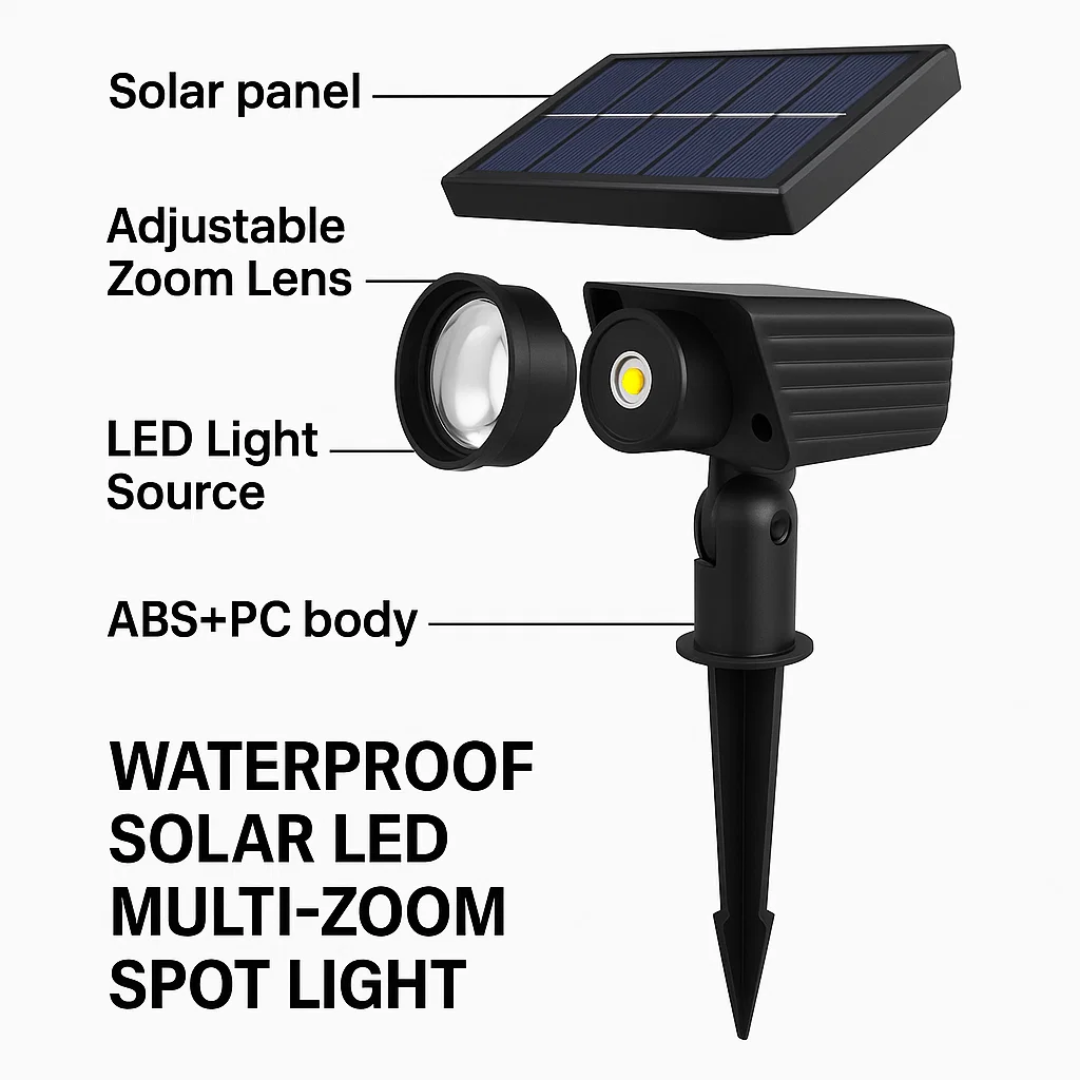 RayTuner | Waterproof LED Solar Multi-Zoom Spot Light Landscape Lighting RGB