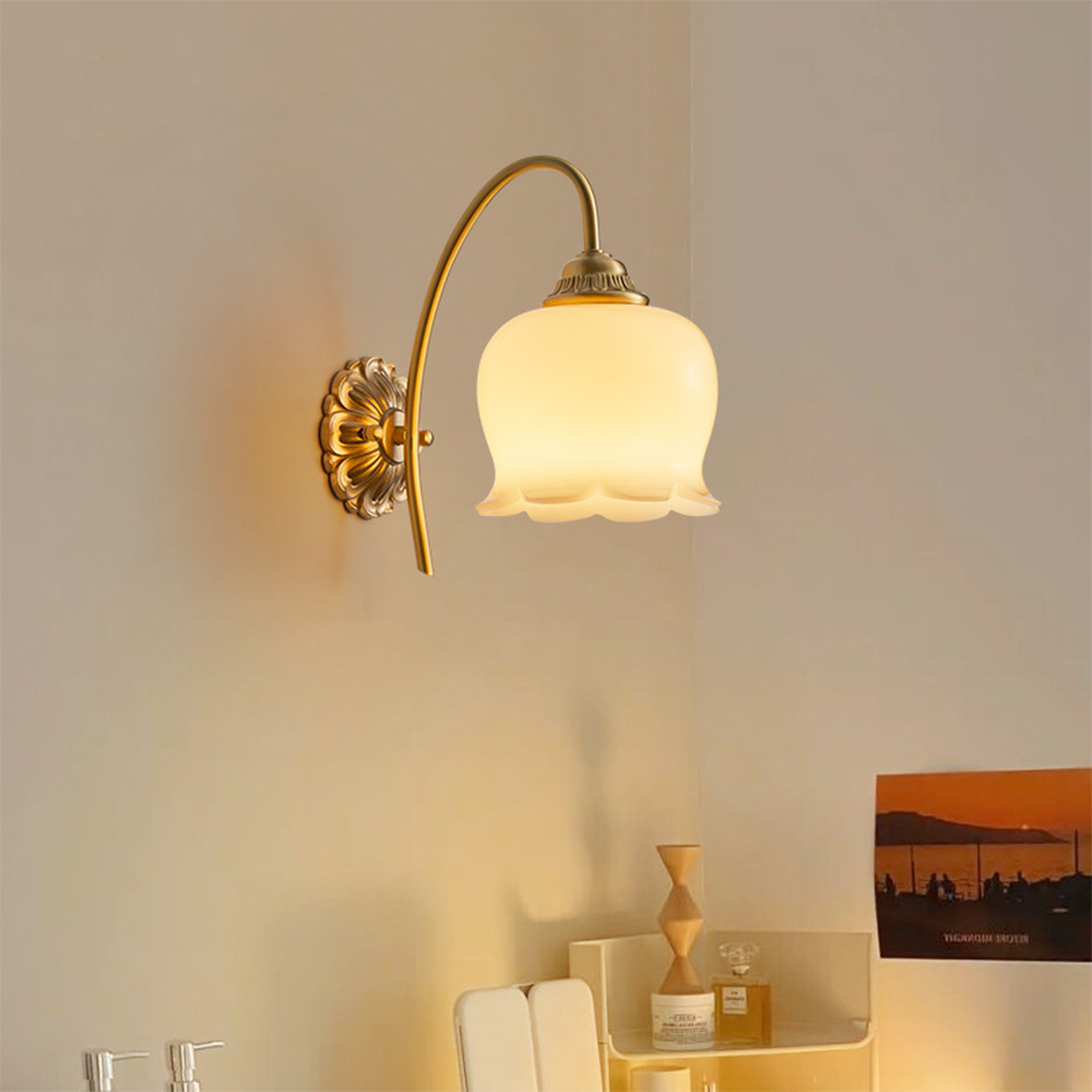 BlossomGlow | Elegant Copper Wall Light