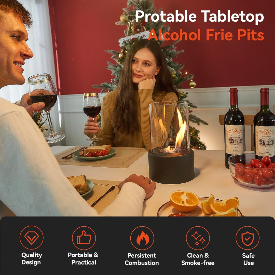 GlowEdge | Portable Glass Fireplace for Modern Indoor & Outdoor Ambience