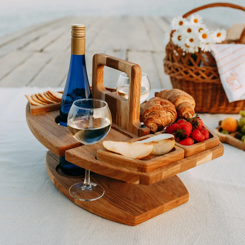 WineNest | Portable Wooden Picnic Wine Table