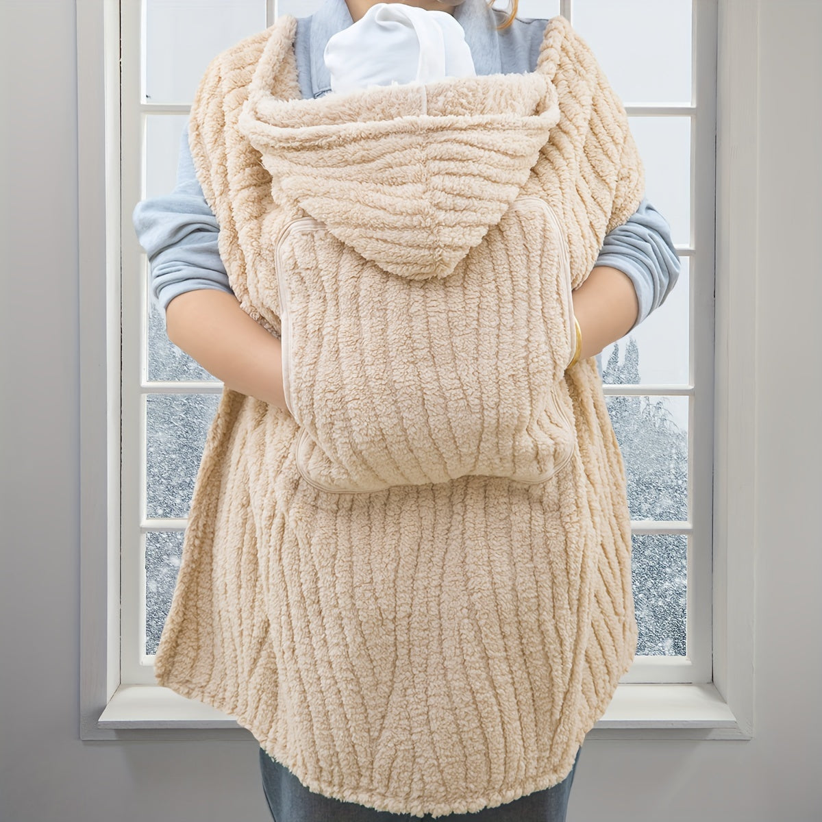 CuddleNest | Baby Cloak – Soft Knitted Plush with Wind Protection
