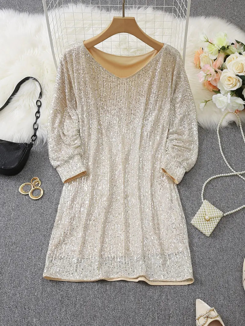 Vivienne | Elegant Contrast Sequin Sparkle | Women’s Fashion
