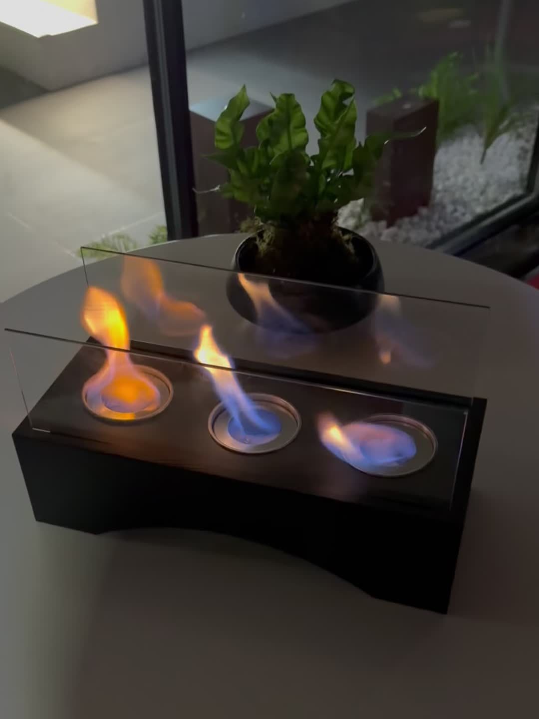 FlameLoom | Vintage Tabletop Fireplace – Real Ethanol Flames