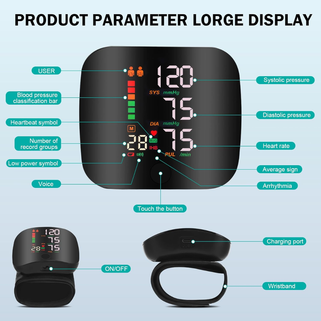 HealthPro | LED Wrist Blood Pressure Monitor