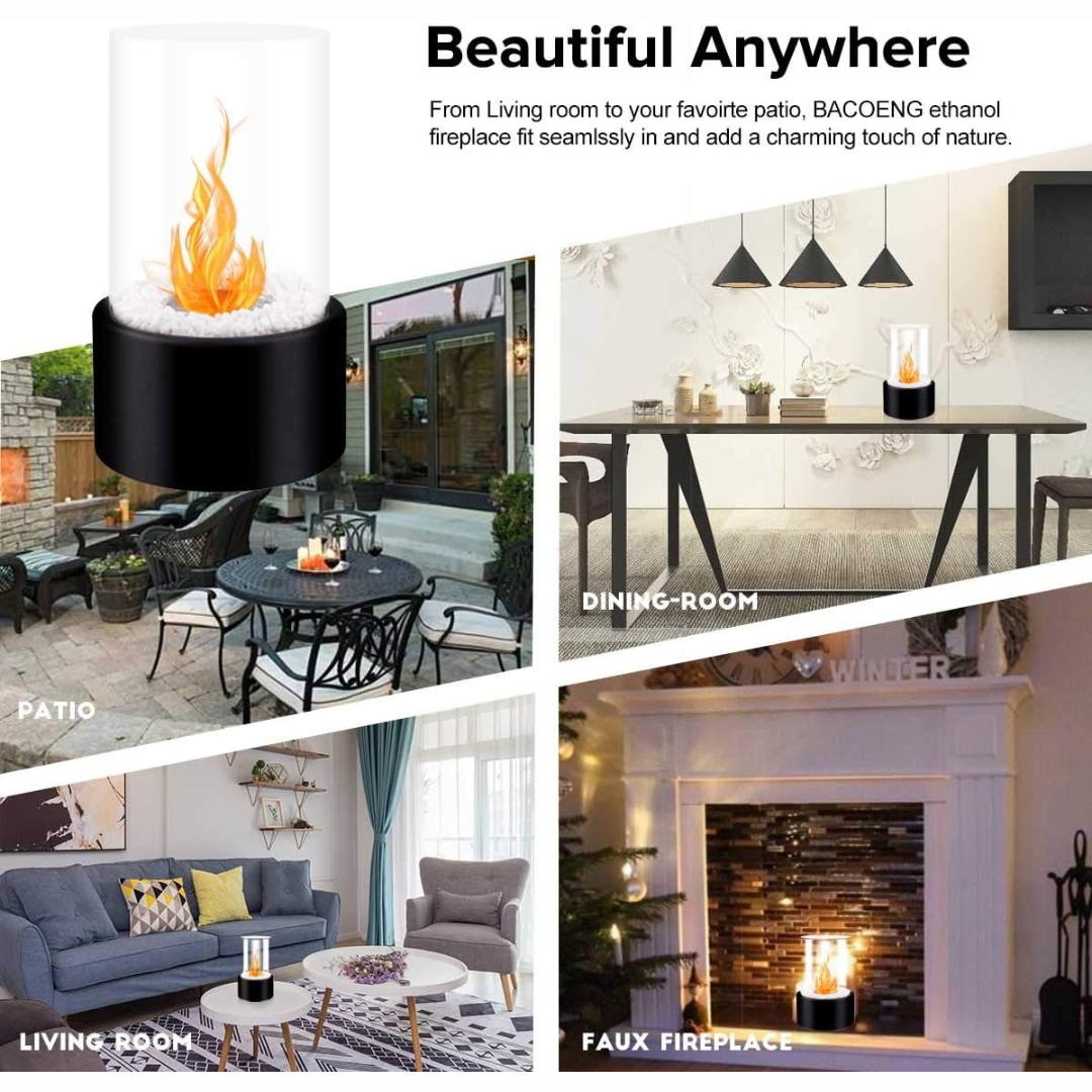 GlowEdge | Portable Glass Fireplace for Modern Indoor & Outdoor Ambience