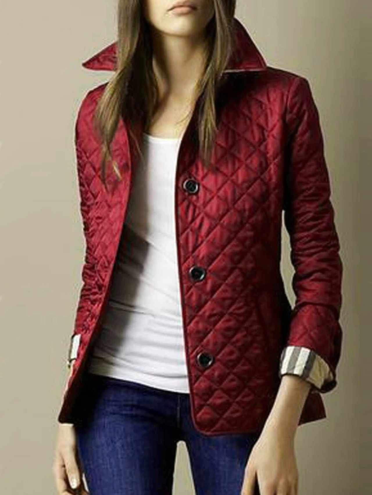 Variant image for Cozy Women's Quilted Jacket with Elegant Turned-Down Collar - Winter Essential-41