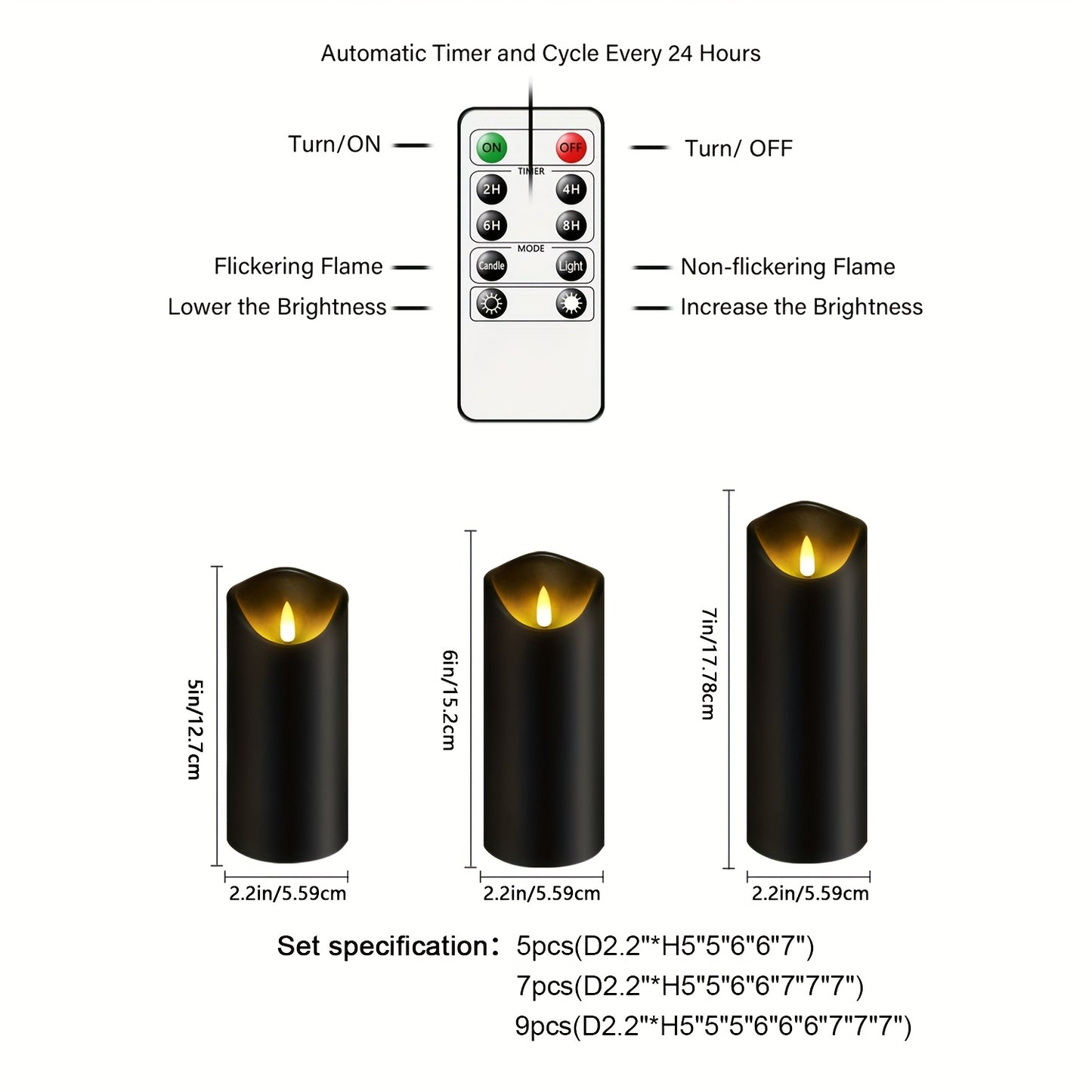 AmberFlame | Battery-Operated Flameless Candles with Timer & Remote