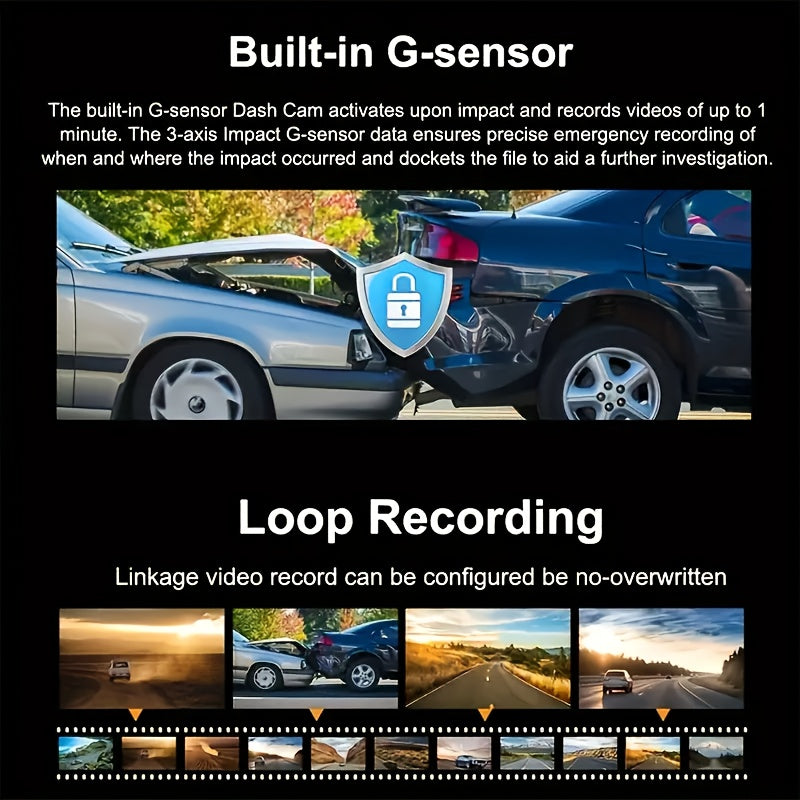 TriCam | 1080P Dash Cam – Front, Cabin & Rear Recording
