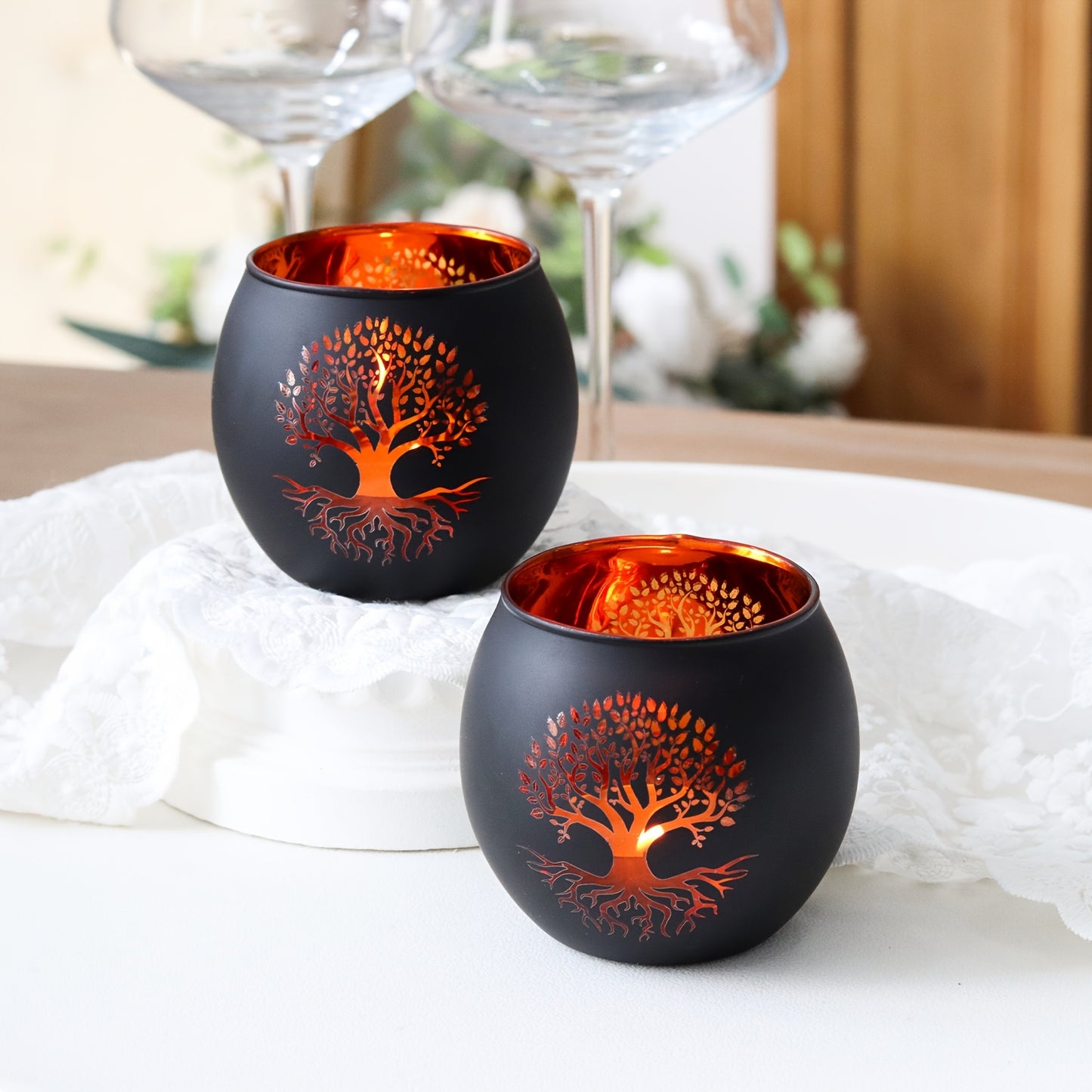 EternaTree | Candle Holders – Tree of Life Black & Gold