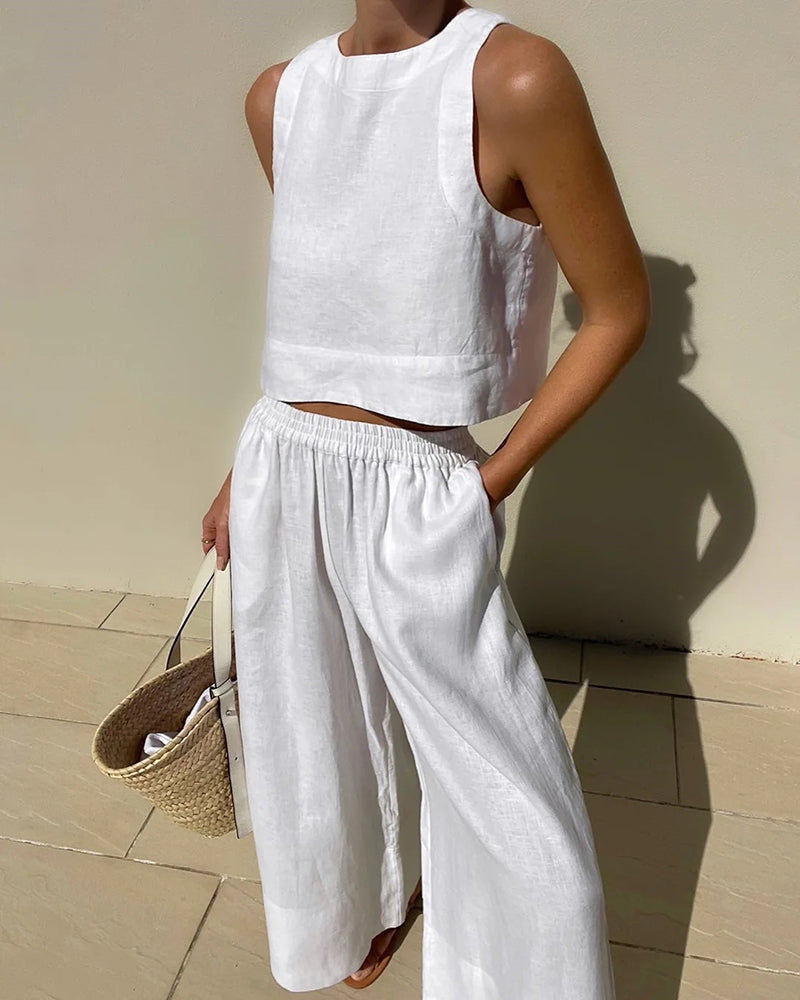 Elegant Linen Two-Piece Set - Lightweight, Breathable & Sustainable Women's Outfit-5
