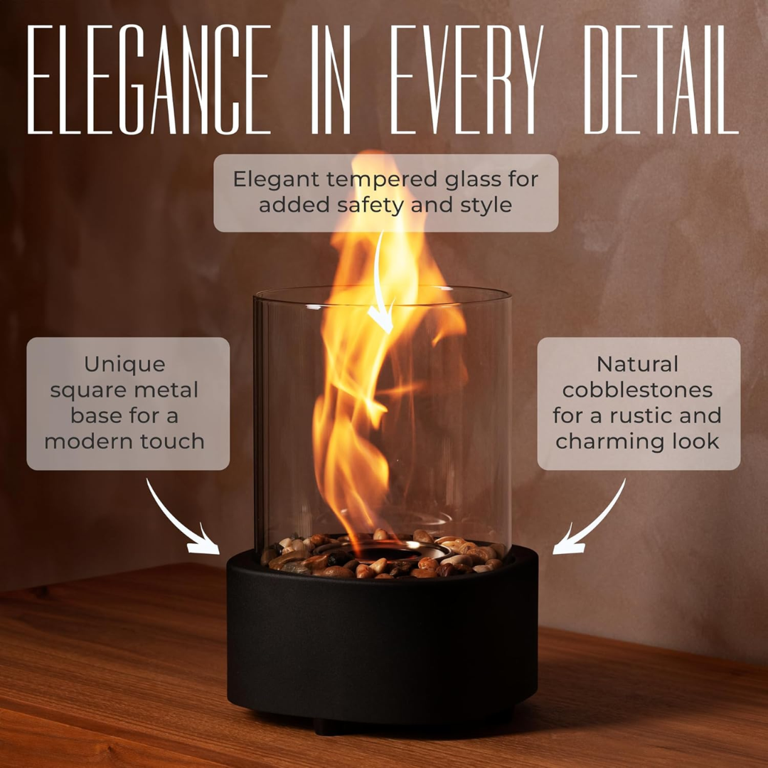 GlowEdge | Portable Glass Fireplace for Modern Indoor & Outdoor Ambience