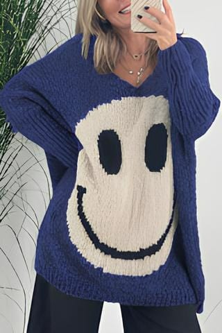 Variant image for Gillian Oversized Smiley Wool Jumper - Cozy Winter Essential for Casual Style-21