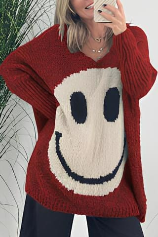 Variant image for Gillian Oversized Smiley Wool Jumper - Cozy Winter Essential for Casual Style-17